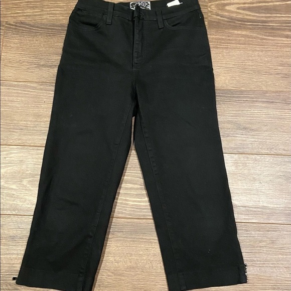 Nydj Black Jeans Cropped High Waisted Capri Zip 2 - Picture 2 of 6